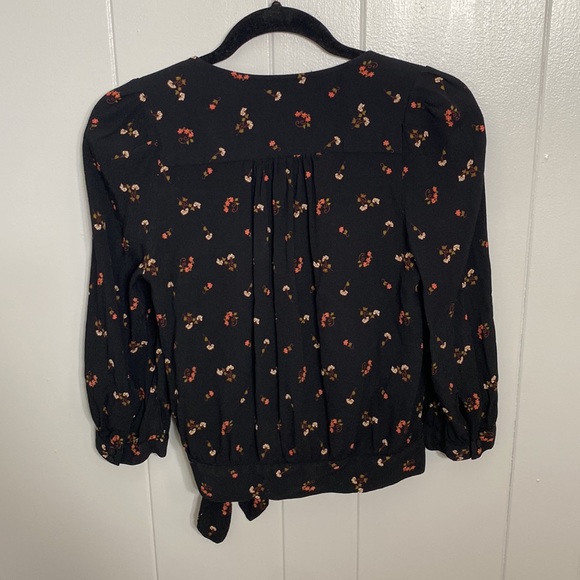 Madewell Women’s Flowy Long Sleeve Black Floral Blouse Top Size XS - Picture 9 of 12